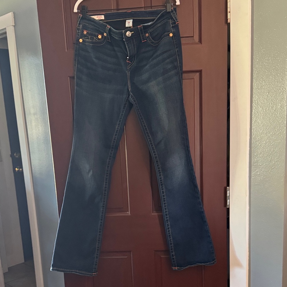 TRUE RELIGION! Like new!  Dark Blue Flare Jeans